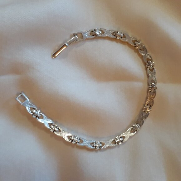 Silvertone Bracelet with Rhinestones - Picture 3 of 5